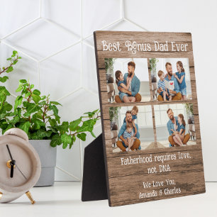 Custom 4 photo collage Bonus dad fathers day Wood Plaque