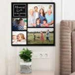 Custom 4  Photo Collage Foam Peel & Stick Foam Core Photo Tile<br><div class="desc">A custom photo collage of textured foam with a peel and stick photo board. It features 4 photos of family, pets, memories, events, your photography, etc. and further personalised with a simple message, family name and year set against a black background. The colours of the background and text can be...</div>