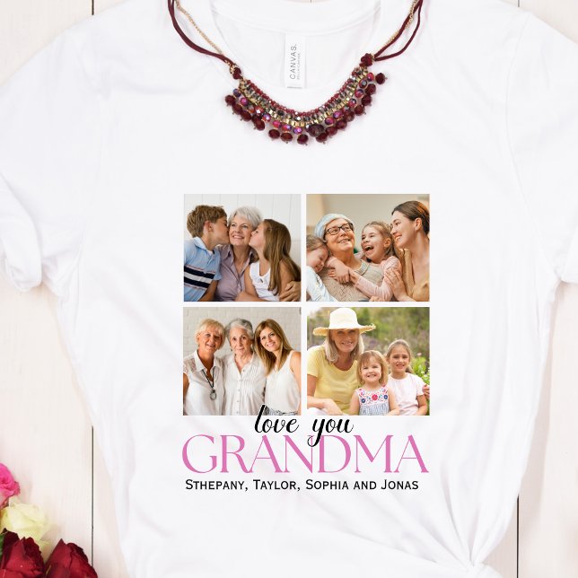 Custom 4 Photo Collage for Grandma  T-Shirt (Creator Uploaded)