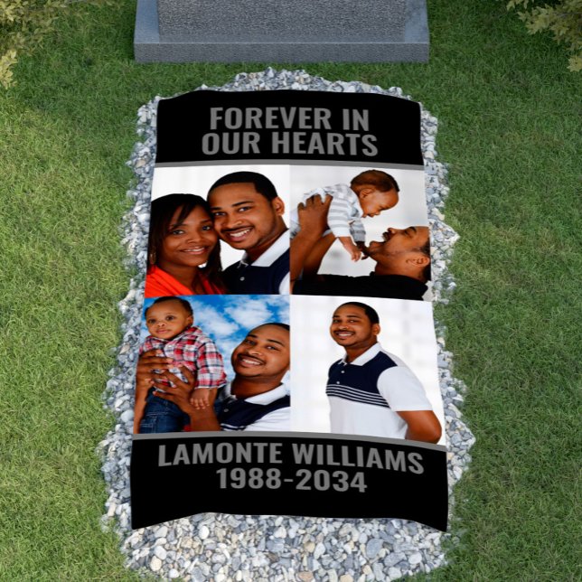 Custom 4 Photo Collage Funeral Grave Cover Banner (Custom 4 Photo Collage Funeral Grave Cover Banner
)