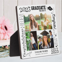 Custom 4 Photo Collage Graduation 2023 White