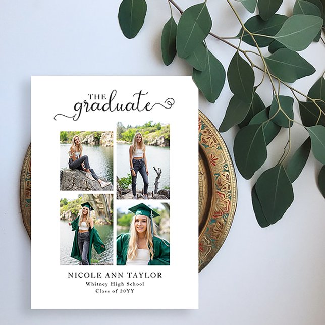 Custom 4 Photo Collage Graduation Announcement (Creator Uploaded)