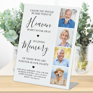 Custom 4 Photo Collage Heaven Wedding Memorial Pedestal Sign