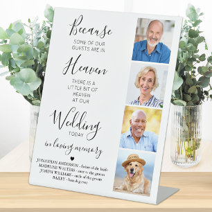 Custom 4 Photo Collage  Heaven Wedding Memorial  Pedestal Sign