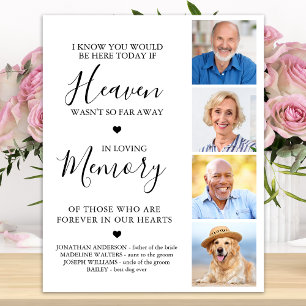 Custom 4 Photo Collage Heaven Wedding Memorial  Poster