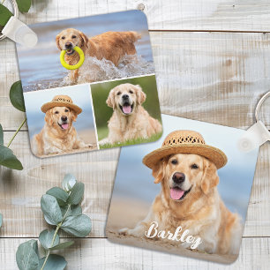 Custom 4 Photo Collage Modern Pet Puppy Dog Lover Key Ring