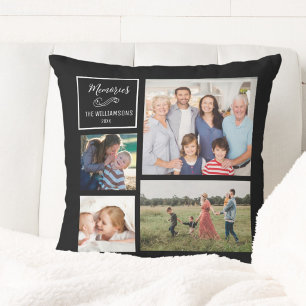 Custom 4  Photo Collage Personalised Modern Family Cushion