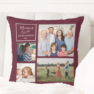 Custom 4 Photo Collage Personalised Modern Family Cushion