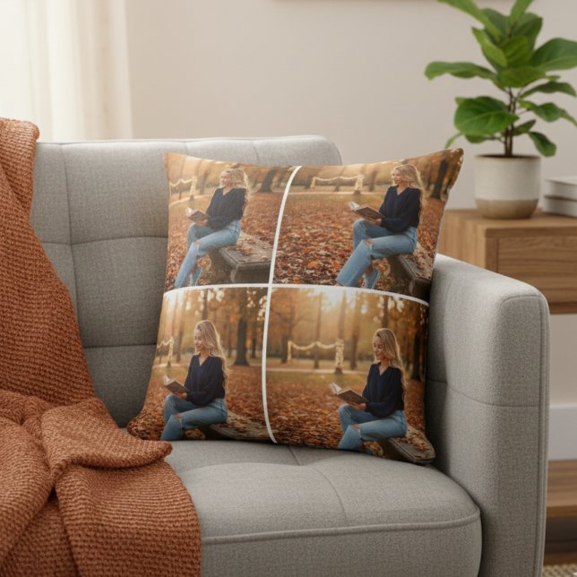 Custom 4-Photo Collage Pillow – Personalised Gift (Creator Uploaded)