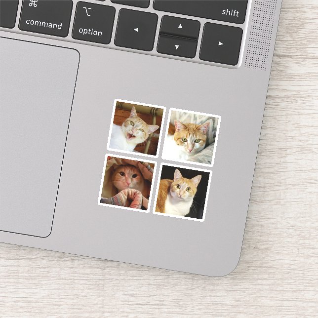 Custom 4 Photo Collage Simple Square Tiny Vinyl (Detail)