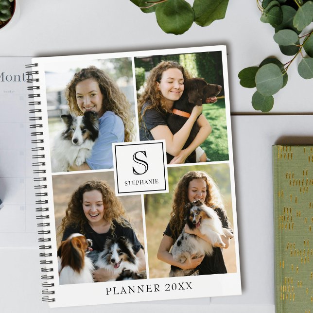 Custom 4 Photo Collage with Text, Monogram & Name Planner (Creator Uploaded)