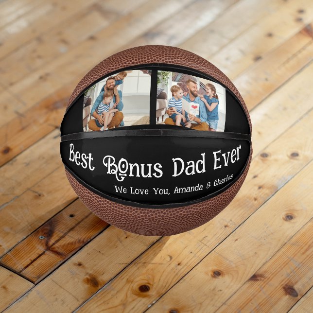 Custom 4 photo collages Bonus dad fathers day Mini Basketball (Creator Uploaded)