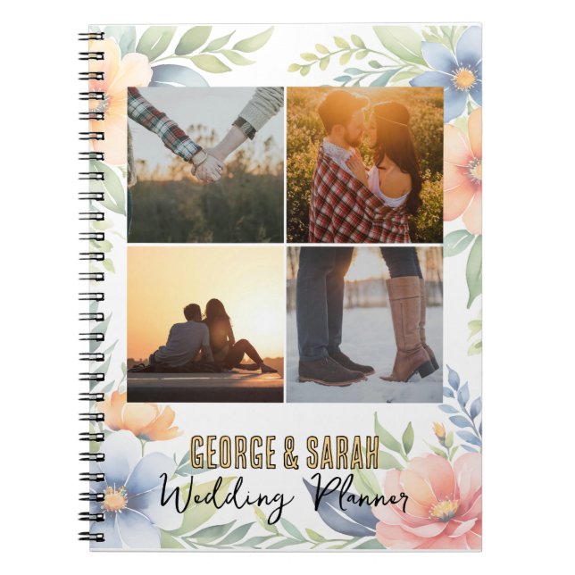 Custom 4-Photo Floral Wedding Planner journal (Front)