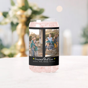 Custom 4 Photo Greatest Dad Ever Father's Can Glass