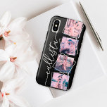 Custom 4 Photo Handwritten Monogram Name Couple iPhone X Case<br><div class="desc">This romantic, cool, and modern case is perfect for anyone who wishes to carry their loved one with them. It features four customisable photograph pictures. On top of the photos are white outlined twisted frames for a unique and contemporary touch. It also displays a place for a monogram name on...</div>