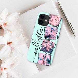 Custom 4 Photo Handwritten Monogram Name Couple iPhone 12 Pro Max Case