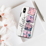 Custom 4 Photo Handwritten Monogram Name Couple iPhone X Case<br><div class="desc">This romantic, cool, and modern case is perfect for anyone who wishes to carry their loved one with them. It features four customisable photograph pictures. On top of the photos are black outlined twisted frames for a unique and contemporary touch. It also displays a place for a monogram name on...</div>