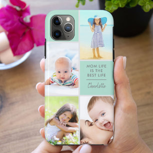 Custom 4 Photo Mum Life is the Best Life Green iPhone 11 Pro Max Case