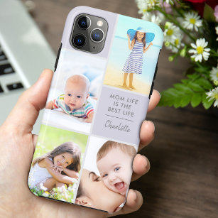 Custom 4 Photo Mum Life is the Best Life Lilac Case-Mate iPhone Case