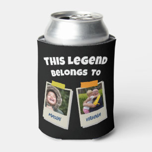 Custom 4 Photo This Legend Belongs  Grandpa Retro Can Cooler