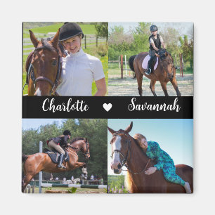 Custom 4 Photos Collage Horse Name Magnet