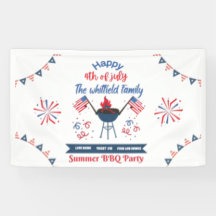Custom 4th of July Family Summer BBQ Party Banner