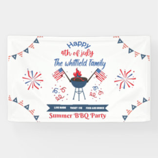 Custom 4th of July Family Summer BBQ Party Banner