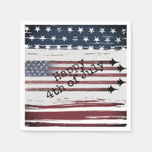 Custom 4th of July  flag aeroplane Paper Napkins