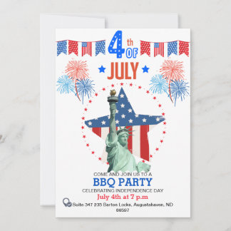 Custom 4th of July Invitation| Patriotic BBQ Party Holiday Card