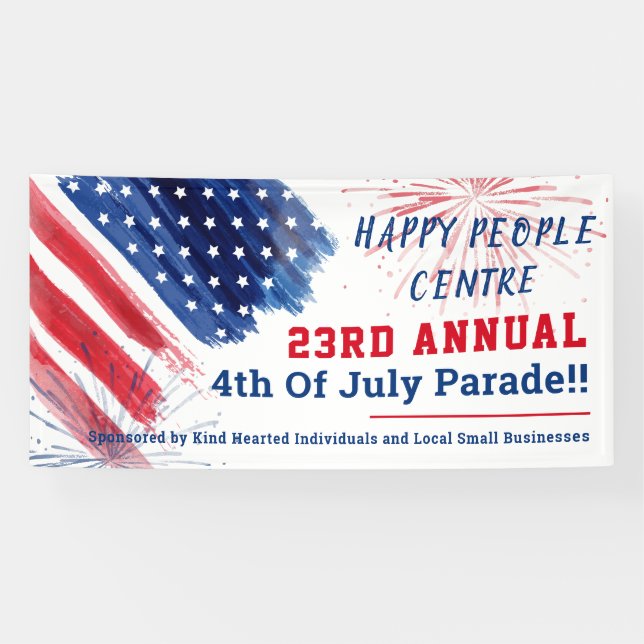 Custom 4th of July Parade Red White Blue Custom Banner (Horizontal)