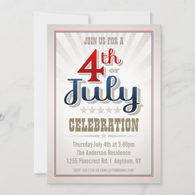 Custom 4th of July Party Invitation (Front)