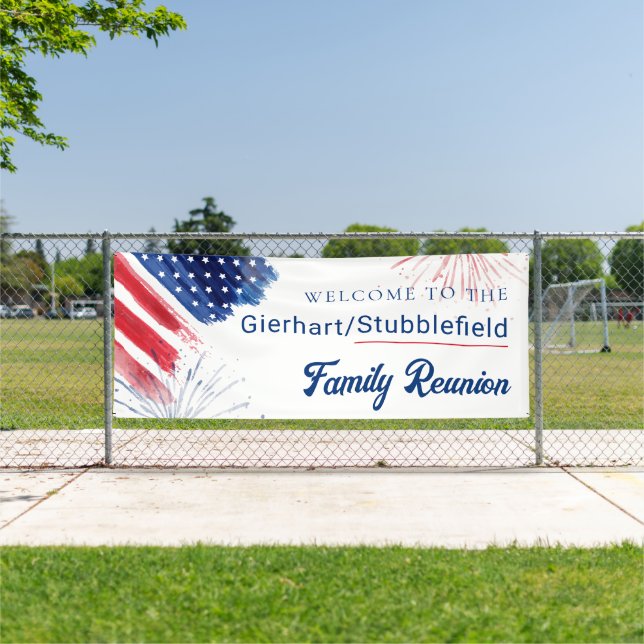 Custom 4th of July Red White Blue Family Reunion Banner (Insitu)