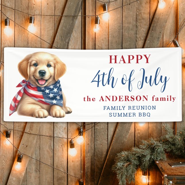 Custom 4th Of July Red White Blue Patriotic Puppy Banner (Creator Uploaded)