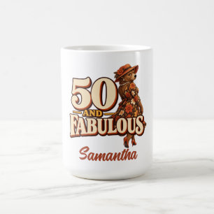 Custom 50 and Fabulous 50th Birthday Bear Coffee Mug