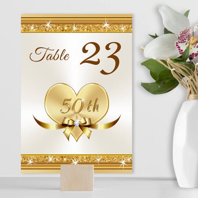 Custom 50th Anniversary Gold Table NUMBER Cards (50th Anniversary Table Cards. 50th wedding anniversary party supplies. Golden wedding anniversary. )