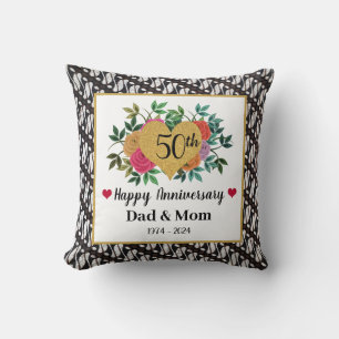 Custom 50th Anniversary Vintage Java Ethnic Batik Cushion