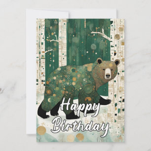 Custom 50th Art Nouveau Bear Birthday Thank You Card