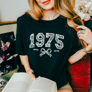Custom 50th Birthday 1975 Lace Coquette Bow Tri-Blend Shirt