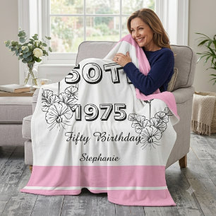 Custom 50th Birthday Blanket for Women,