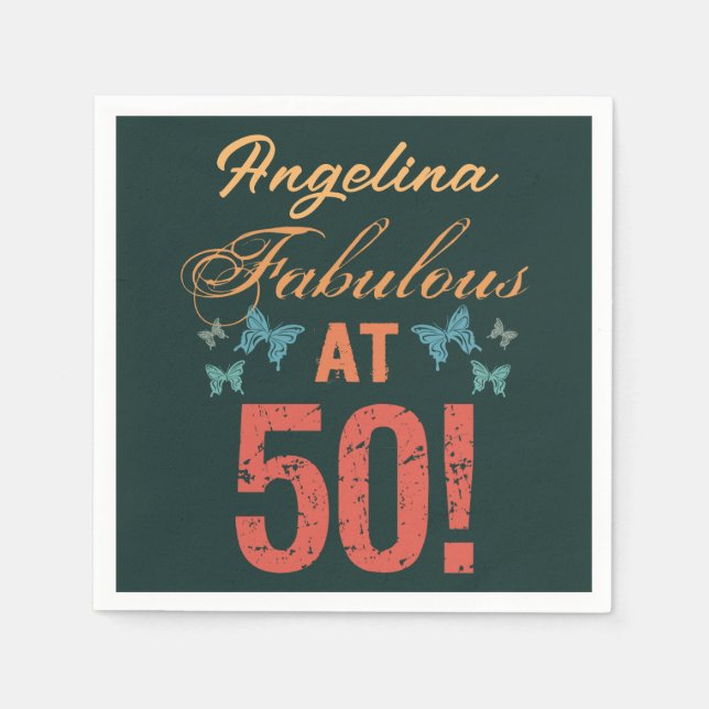 Custom 50th Birthday Fabulous Napkin (Front)
