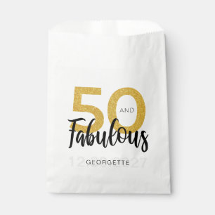 Custom 50th Birthday Faux Gold Script Party Favour Bag