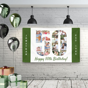 Custom 50th Birthday Party Photo Collage Banner