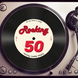 Custom 50th Birthday Retro Music Record Rocking Invitation