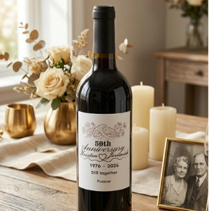 Custom 50th Wedding Anniversary keepsake  Wine Label