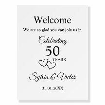 Custom 50th Wedding Anniversary Party Welcome Sign