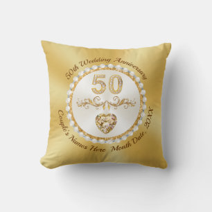 Custom, 50th Wedding Anniversary Traditional Gifts Cushion