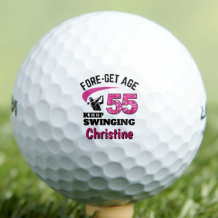 Custom 55th Birthday Gift for Daughter Fun Pink Golf Balls