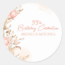 Custom 55th Birthday Peach Floral Tulips  