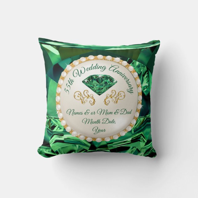 Custom, 55th Wedding Anniversary Gifts for Parents Cushion (Front)