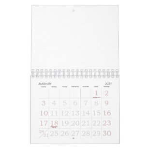 Custom 5.5" L x 7" W Large Numbers Calendar